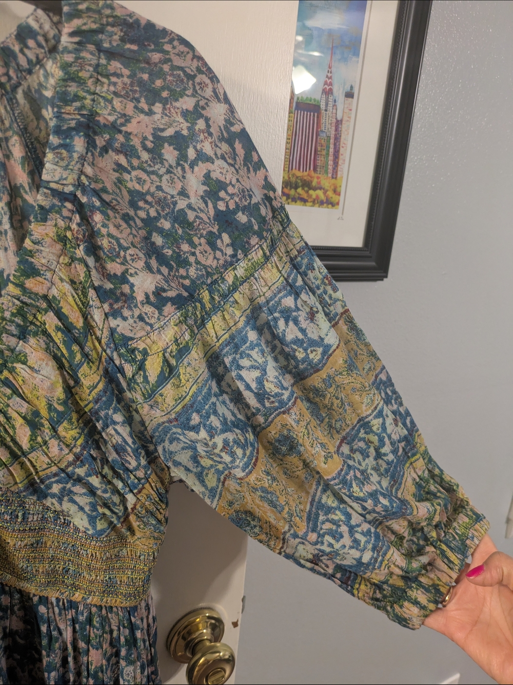 Free People Blue and Green Border Floral Maxi Dress - Picture 5 of 7